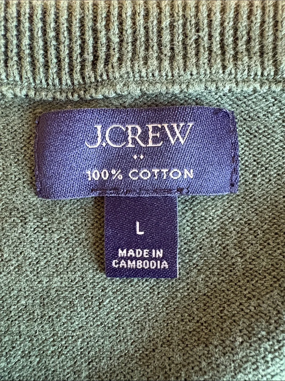 Men's J. Crew 100% Cotton Crewneck Pullover Sweater Green Large